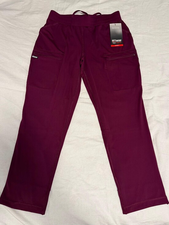 Grey's Anatomy Pants - NWT Grey's Anatomy by Barco Knit STRETCH  wine 6-Pocket Cargo Scrub LP